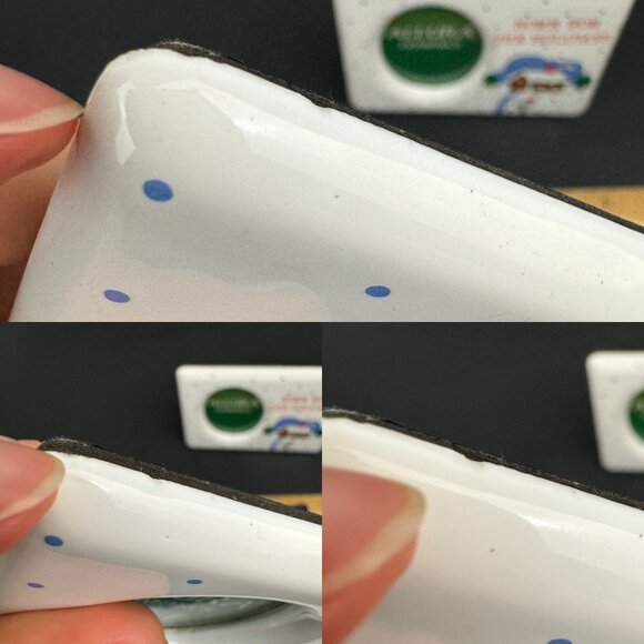 2 Vtg Allura Ceramics Small Tabletop Christmas Holiday Picture Photo Frames Dots - Picture 5 of 10